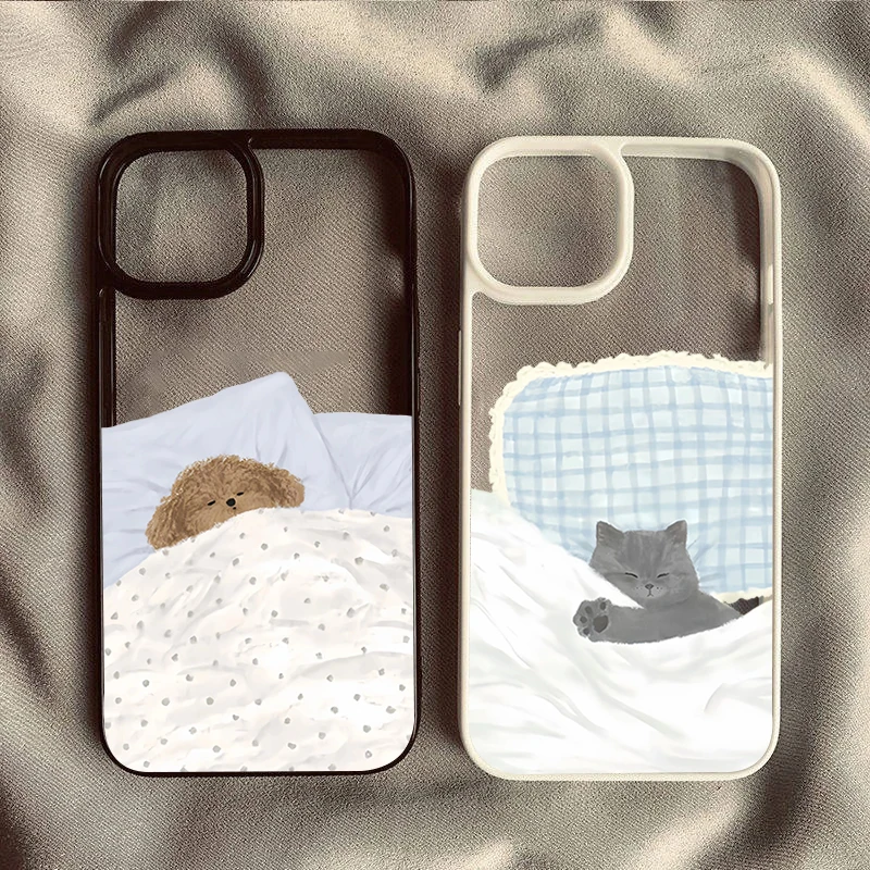 Sleepy Cat and Dog Clear Case for Samsung Galaxy