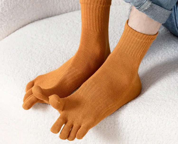 Five Finger Socks Split Toe Men's Mid tube Toe Socks Sweat