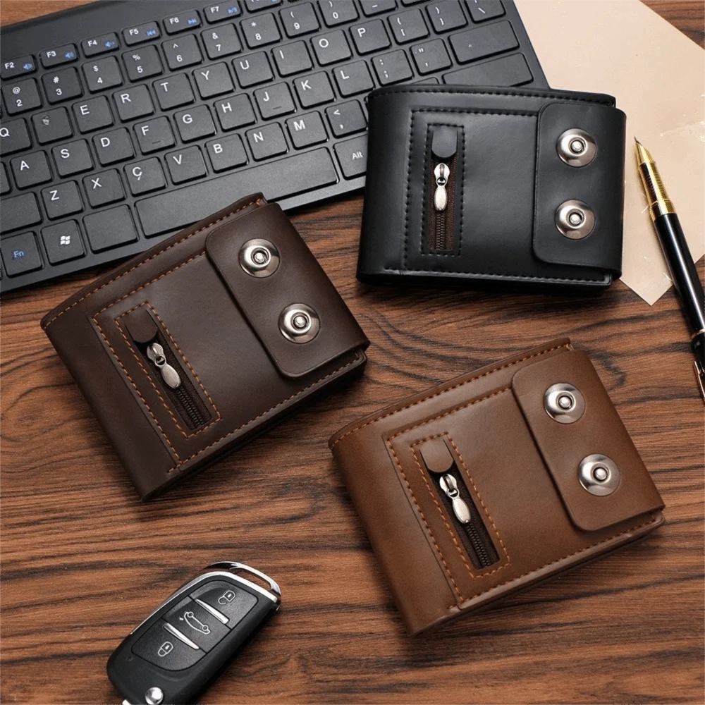 Portafoglio da Uomo in Pelle PU Portatile, Antifurto con Chiusura Magnetica, Porta Carte di Credito di Grande Capacità con Cerniera, Regalo