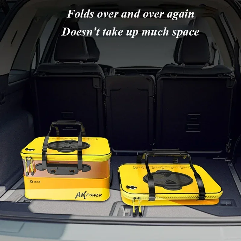 Thickened Fishing Bucket with Oxygen Pump Large Capacity Live Bait Transparent Fish Bucket Aeration Hole Fishing Tool
