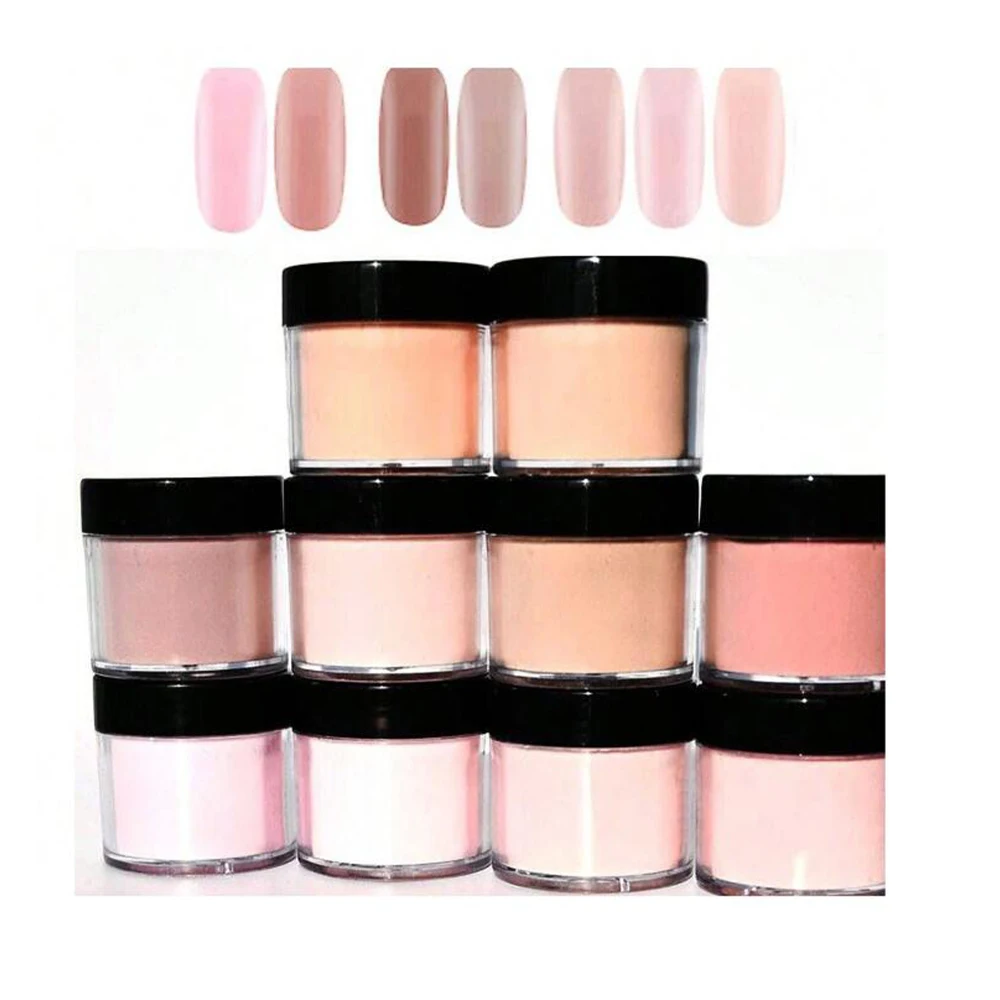 10ml*10Jar Nude Nail Acrylic Powder Set All Seasons Skin Tones Nude Neutral Nail Acrylic for 3D Carving/French Extension&*&