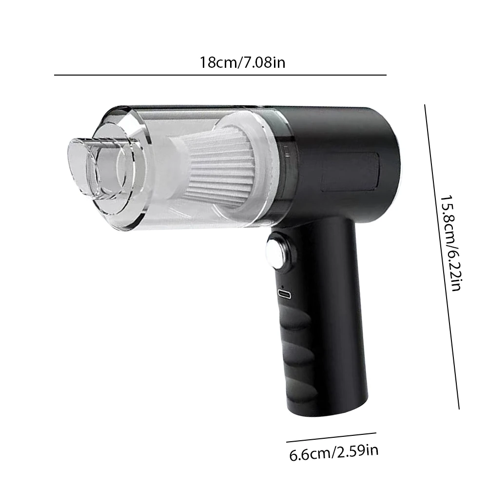 Car Hoover 6000PA Small Air Duster 1200mAh Powerful Hoover 2 in 1 Wireless Dust Collector USB Charging for Home Vehicle Cleaning