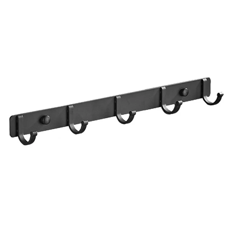 Space Aluminum Black Hook Bathroom Towel Hook Living Room Door Back Clothes Simple Black Storage To Save Space
