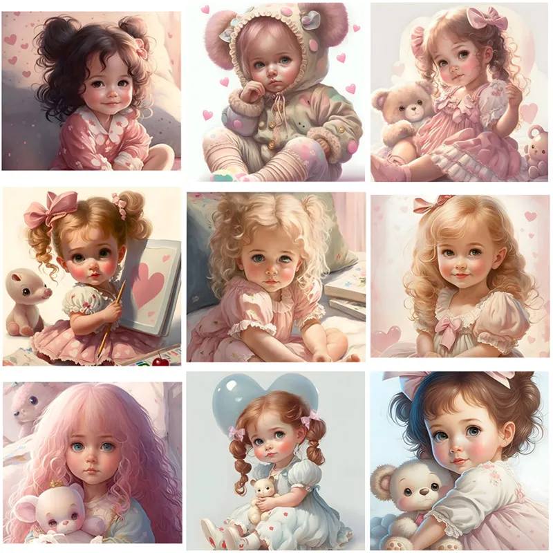 9Pcs/Pack Lovely Girls Babies Angel Doll Sticker DIY Craft Scrapbooking Album Junk Journal Decorative Stickers