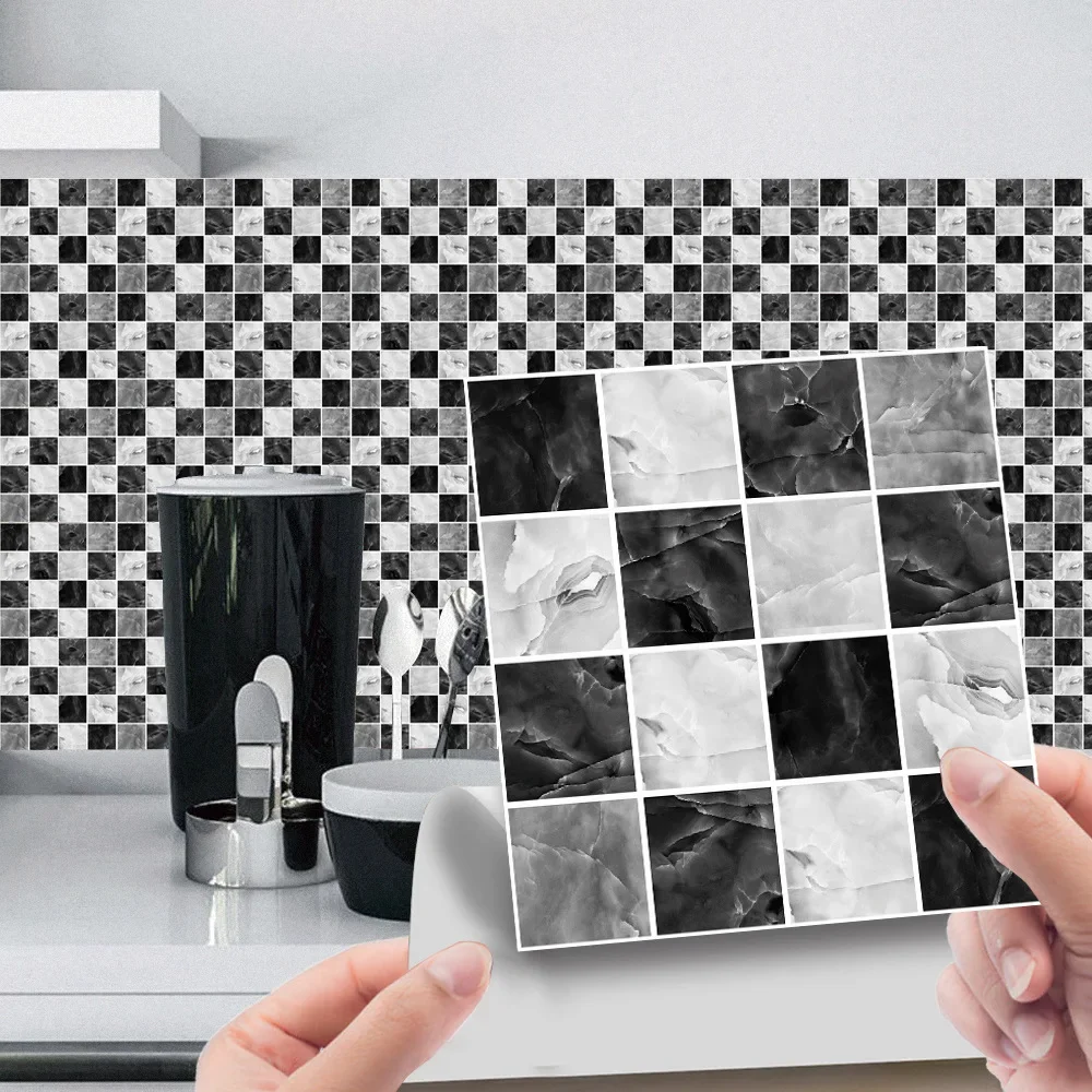 thumbnail image 1 of Adhesivo para azulejos de cerámica cuadrados con película brillante Msc, autoadhesivo, adhesivo para pared, para renovación del hogar, papel tapiz impermeable, 1 of 5