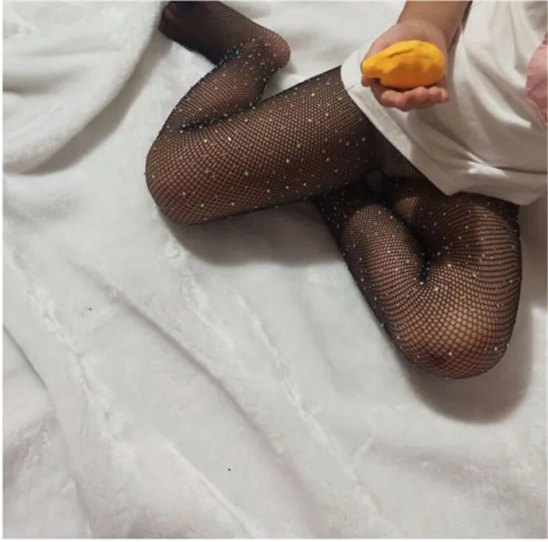 3-9 Years Kids Girls Pantyhose Rhinestone Stretchy Bottom Pants Long Fishnet Legging Cool Wild Long Tights kids pantyhose,kids leggings
