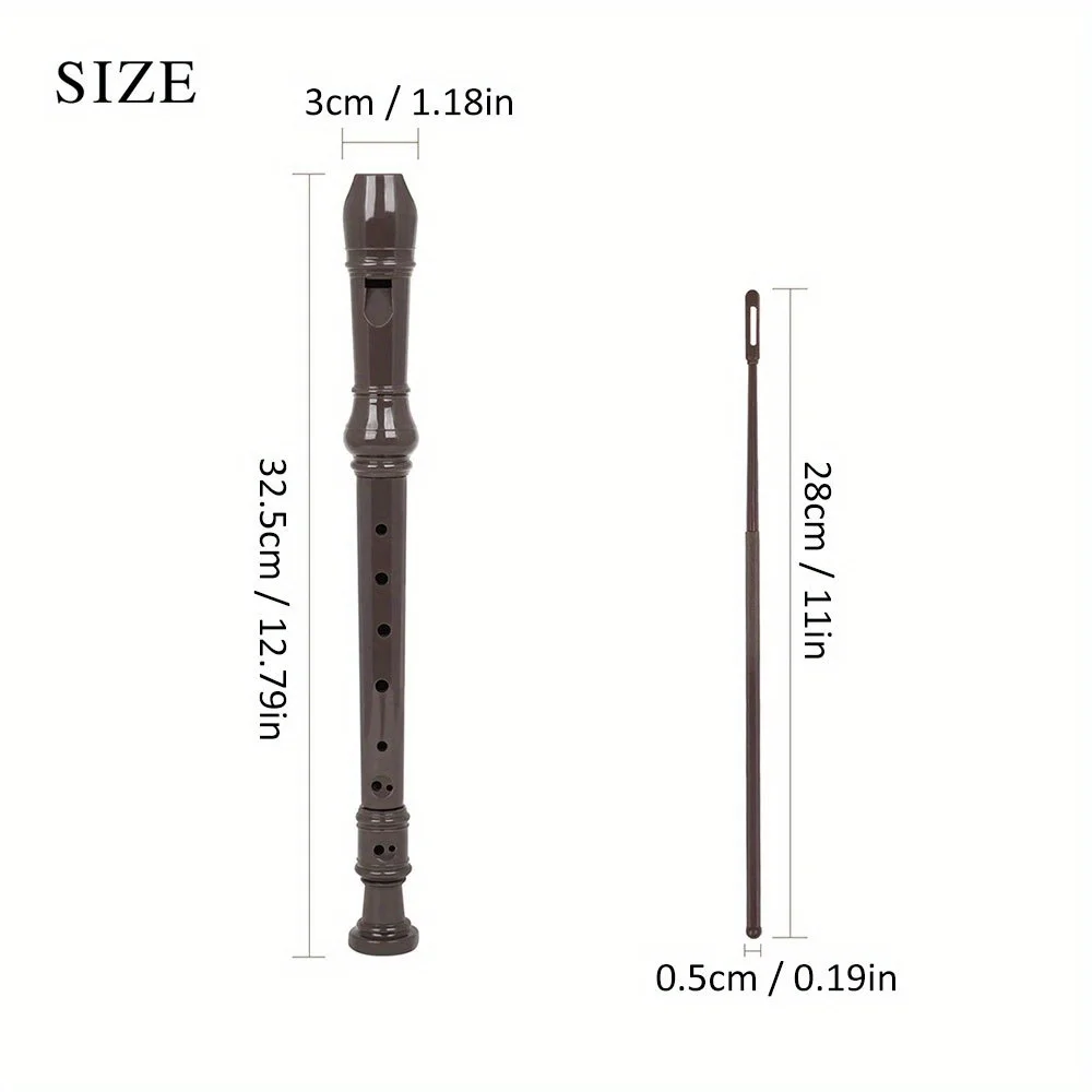 Soprano Recorder G Key Instrument Beginners 8 Hole Flute Cleaning Rod ABS Music Flute Resin Musical Instrument