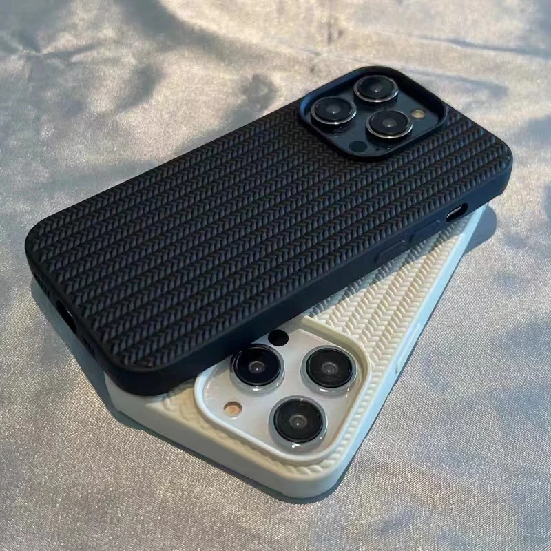Funda De Teléfono De Silicona Trenzada A Prueba De Golpes De Lujo Para Iphone 14, 13, 12, 11 Pro Max, Xr, Xs, X, 14Plus, Funda Trasera Mate De Tpu Sua