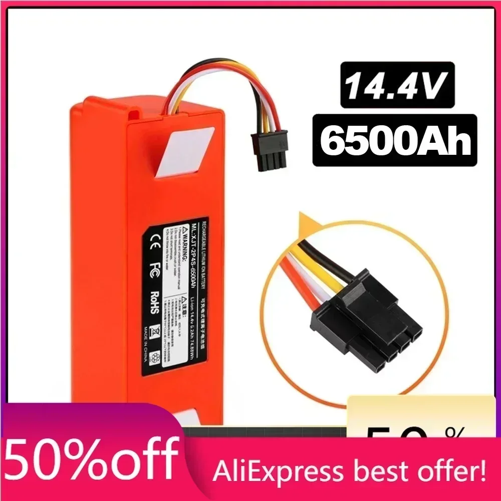 

2024 new 14.4V 6500mAh Robotic Vacuum Cleaner Replacement Battery For Xiaomi Roborock S55 S60 S65 S50 S51 S5 MAX S6 Parts