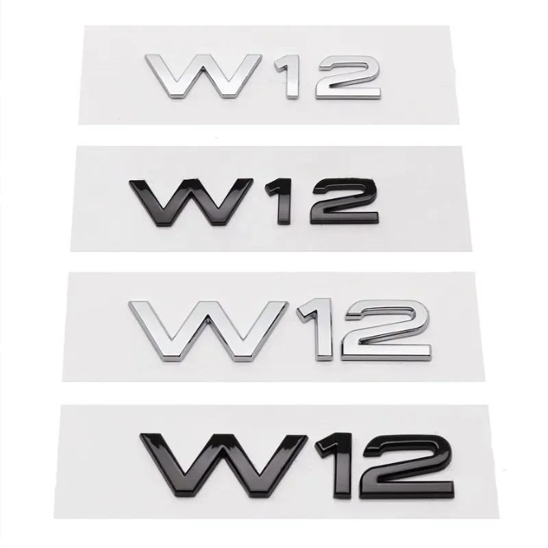 3D Abs Chrome Black W12 Lettere Car Rear Trunk Side Fender Emblem Badge Sticker Per Audi A6 A7 A8 Q7 S6 S8 Rs6 Rs8 Accessori