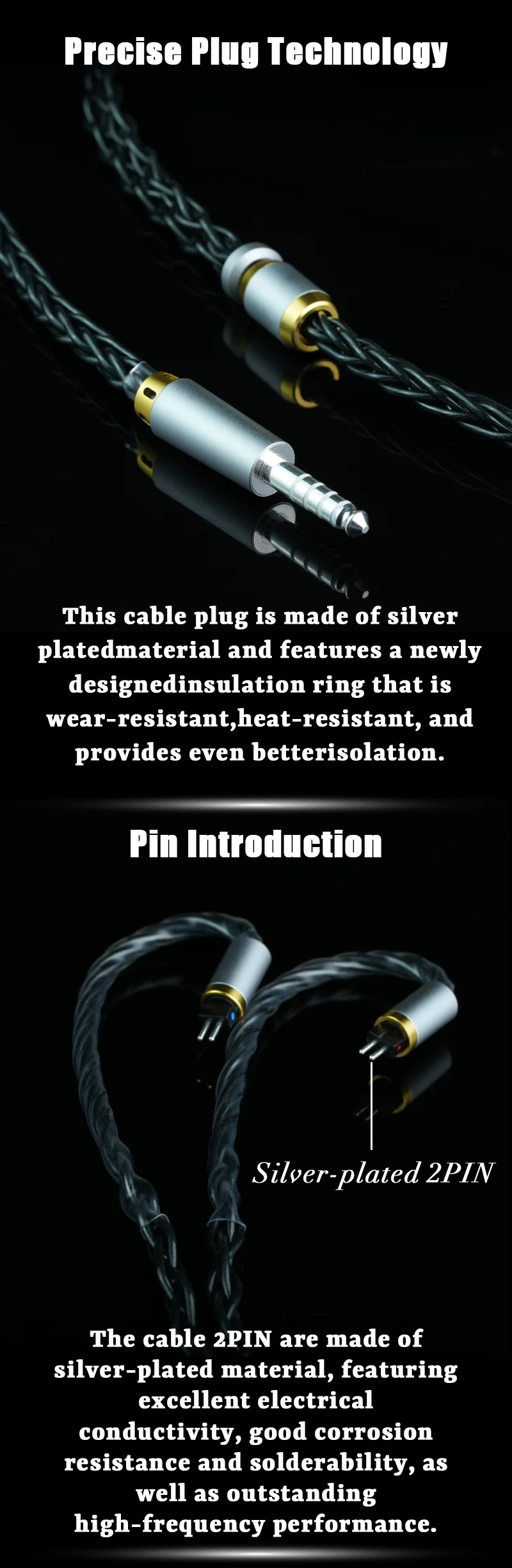 IvipQ XuanQing HiFi IEM Upgrade-Kabel Furukawa Frozen 7N OCC mit 2PIN 0,78mm MMCX versilbertem 4,4mm symmetrischem Stecker Audiokabel – Detail 6