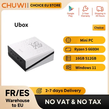 Chuwi Ubox Mini Pc Amd Ryzen 5 6600H 16Gb Ddr5 512Gb Ssd Windows 11 Pro 4K 144Hz Decoding Wifi 6 Bt 5.2 Extend M.2 1t*2 650g