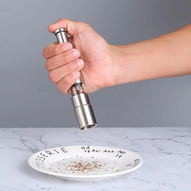 Salt And Pepper Grinder Push Button Pepper Grinder Single Hand