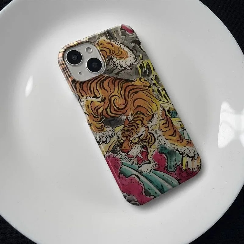 Oriental Style Artistic Majestic Tiger Pattern Phone Case for iPhone 17 16 15 14 11 12 13 Pro Max Plus Back Cover 2