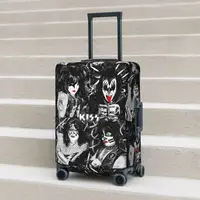 Kiss Band Print Suitcase Cover Colour Splash with Logo Elastic Business Protector Luggage Accesories Vacation 1