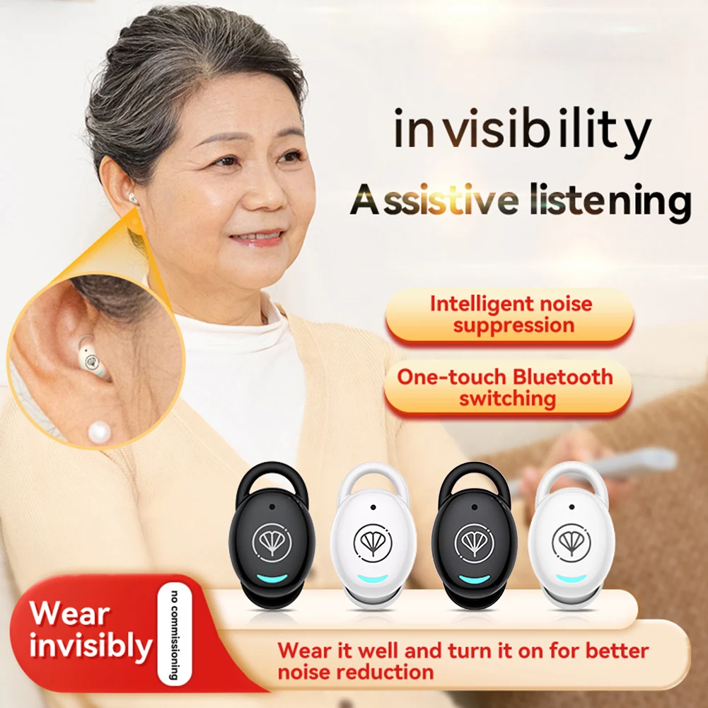 Hearing Aids Bluetooth-Compatible 5.3 Earbuds Hearing Amplifiers Invisible Aid Ear Device for Seniors Women Men