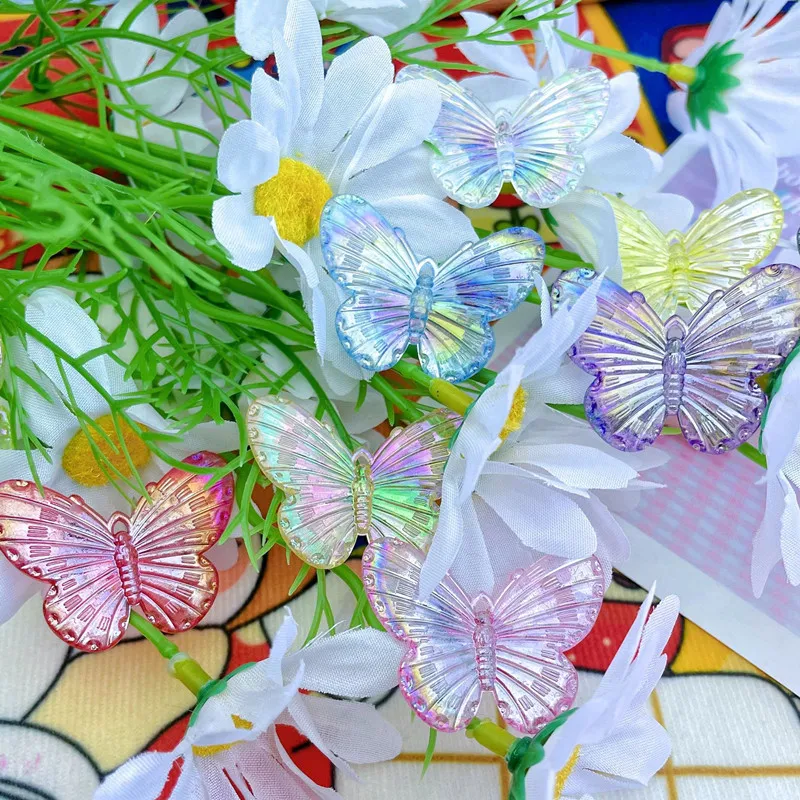 

10Pcs Acrylic Transparent With Holes Butterfly DIY Eardrop Bracelet Hat Barrette Mobile Phone Case Decoration Key Pendant