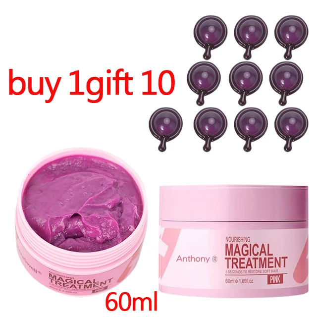 60ml Magical Hair Mask 5 Seconds Repair Damage Frizzy Soft Smooth Shiny Hair Deep Moisturize Hair Treat Repair Hair Scalp Care 5