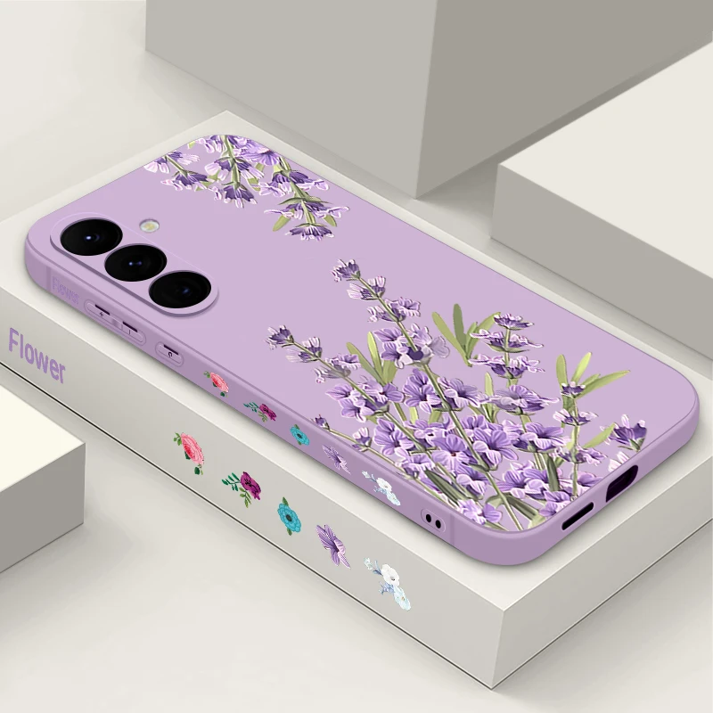 Elegant Purple Lavender Flower Lanyard Case