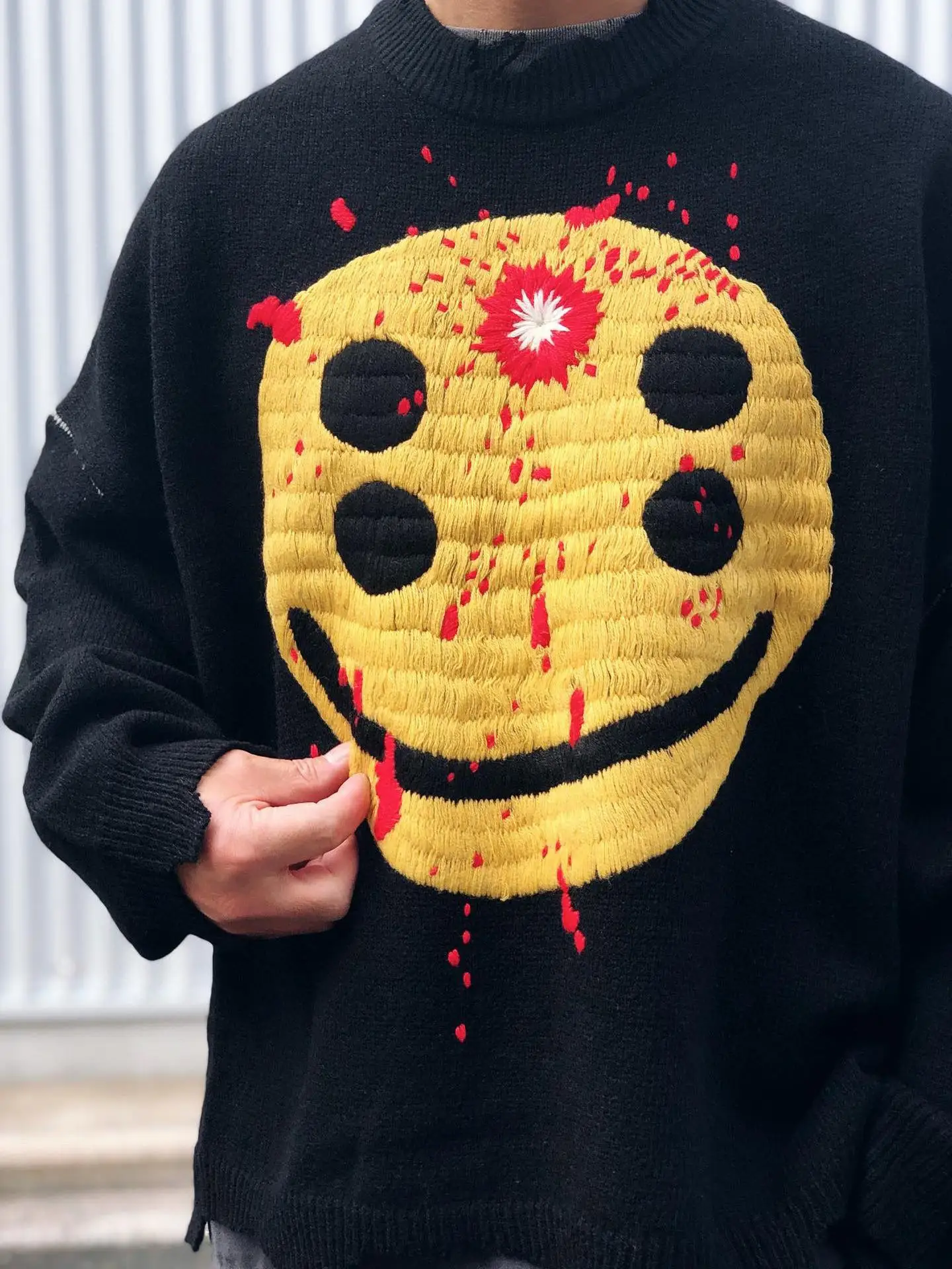 Saint Mxxxxxx X CPFM SMILE CPCREW KNIT Organic Cotton Vintage Sle Long Sve Crew Ne Knitwear Resistant to Deformation