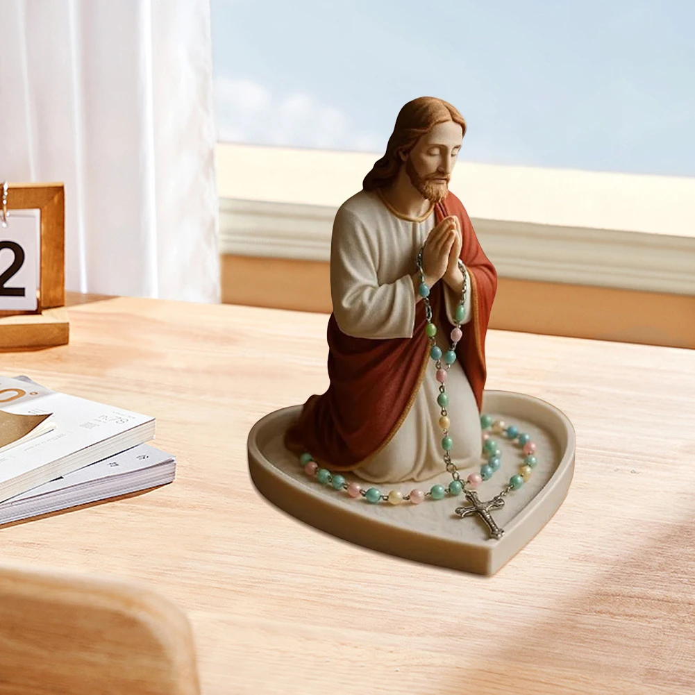 New Virgin Mary Rosary Holder Statue Resin Blessed Mother Statue Holy Mother Figure Statue Catholic Gifts for Women Home Decor