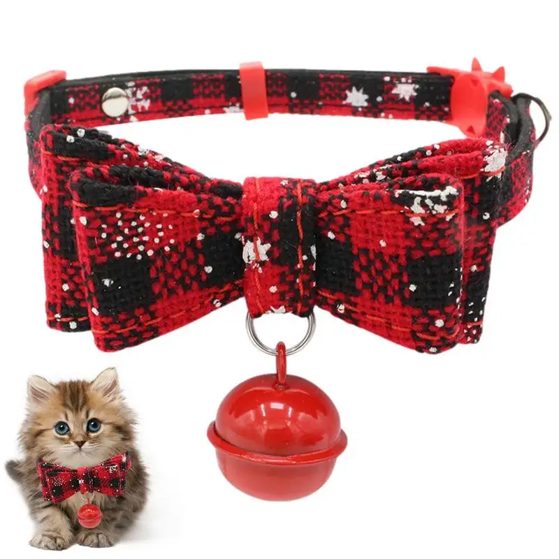 

Christmas Cat Bow Tie Dog Collar Attachment Bow Tie Christmas Christmas Cat Collar Breakaway With Cute Bow Tie And Bell For Dogs