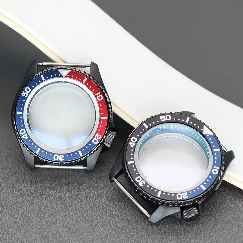 42.5Mm Cassa Dell'Orologio Da Uomo Nera Mod Skx Skx009 Skx013 Skx007 Parti Per Seiko Nh35 Nh36 Movimento 28.5Mm Quadrante Vetro Zaffiro