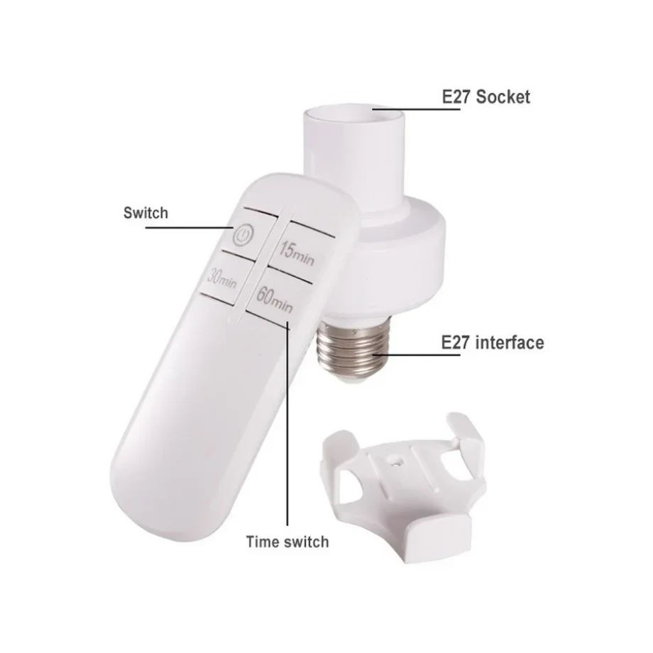 Wireless Remote Control Smart Timer Switch E27 Lamp Holder 110V 220V House Multi Light Switch Baby Room Bedroom