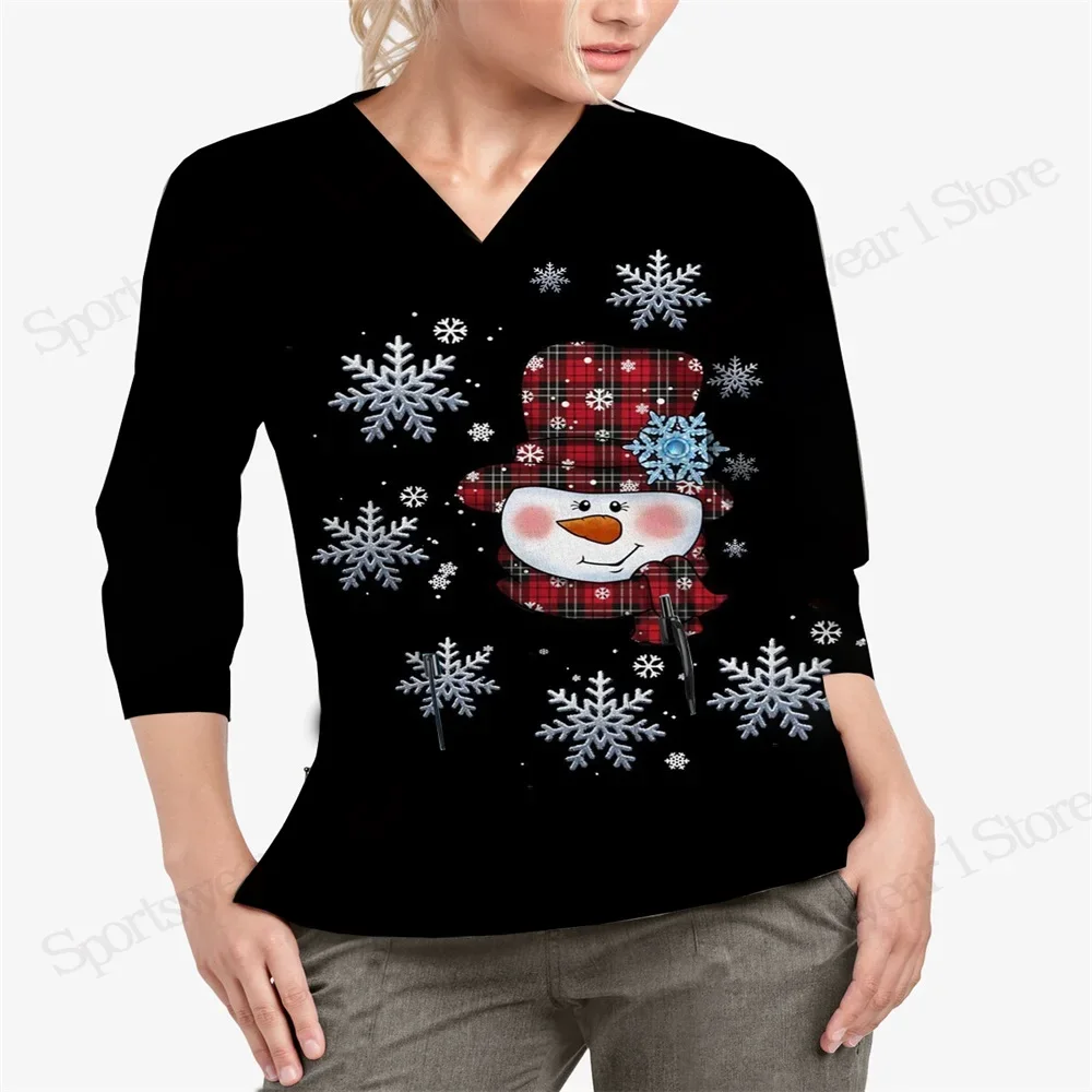 

Pocket Christmas Fashion Clothing Female Nurse Japanese Y2k Clothes Women T Shirt V-neck Top Corset Women's Summer Blouse Yk2