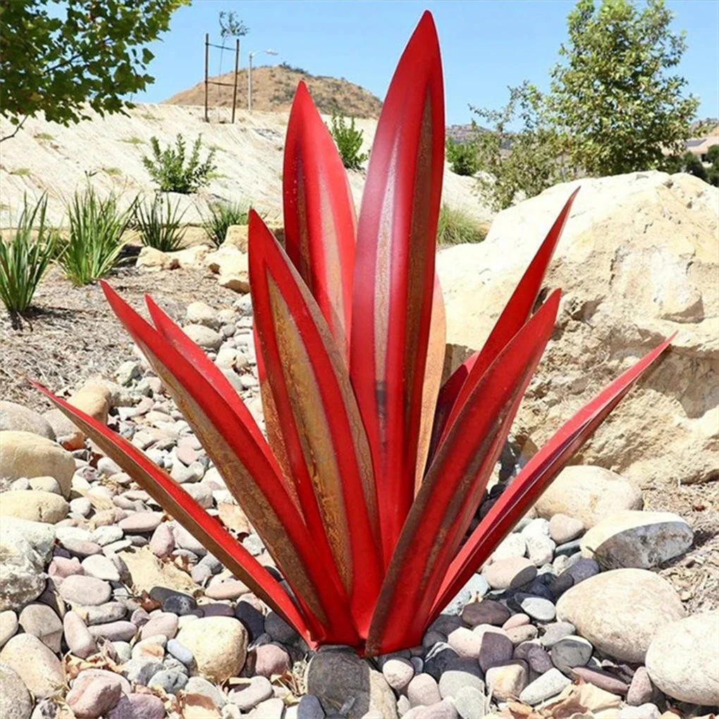 

Металлические растения Agave для улицы во дворе, скульптура рустикального синего цвета текилы для домашнего декора, долговечные синие растения