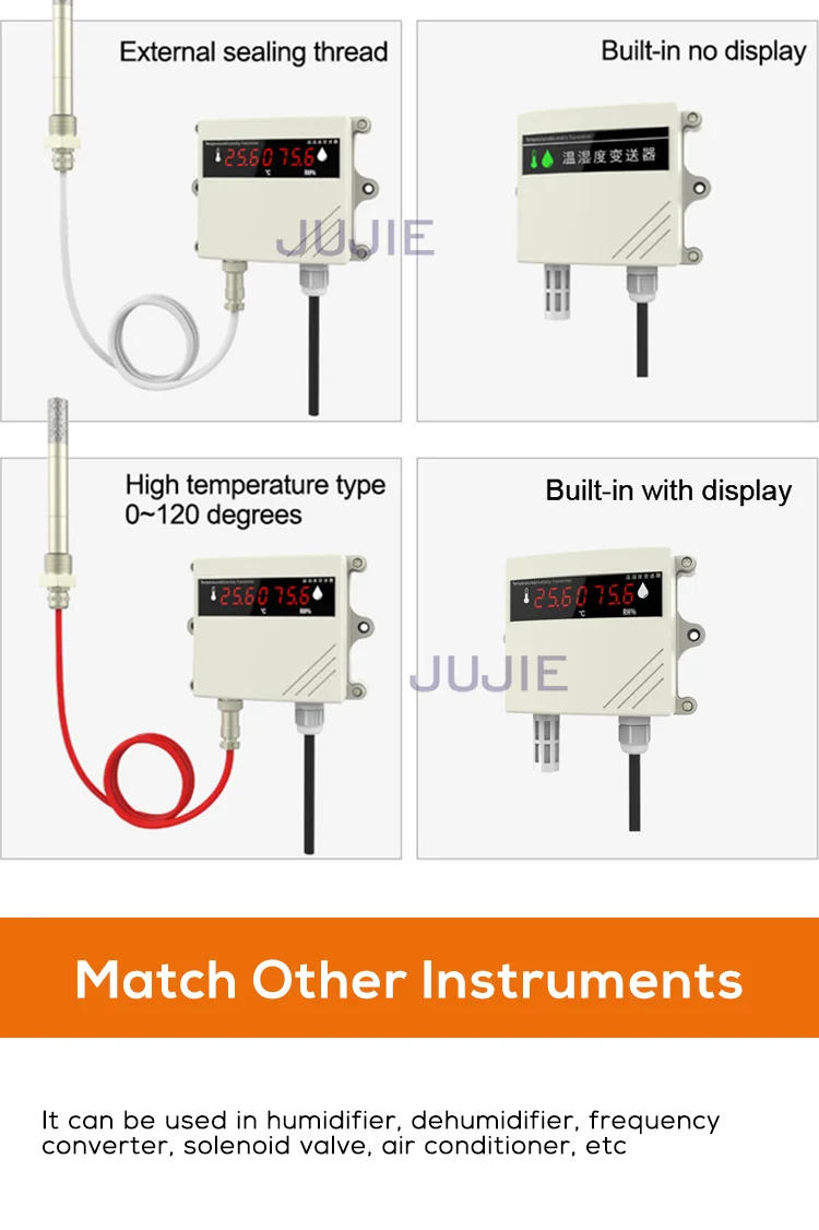 RS485 0-5V 0-10V 4-20mA Display Transmitter with Temperature Humidity Sensor Wal