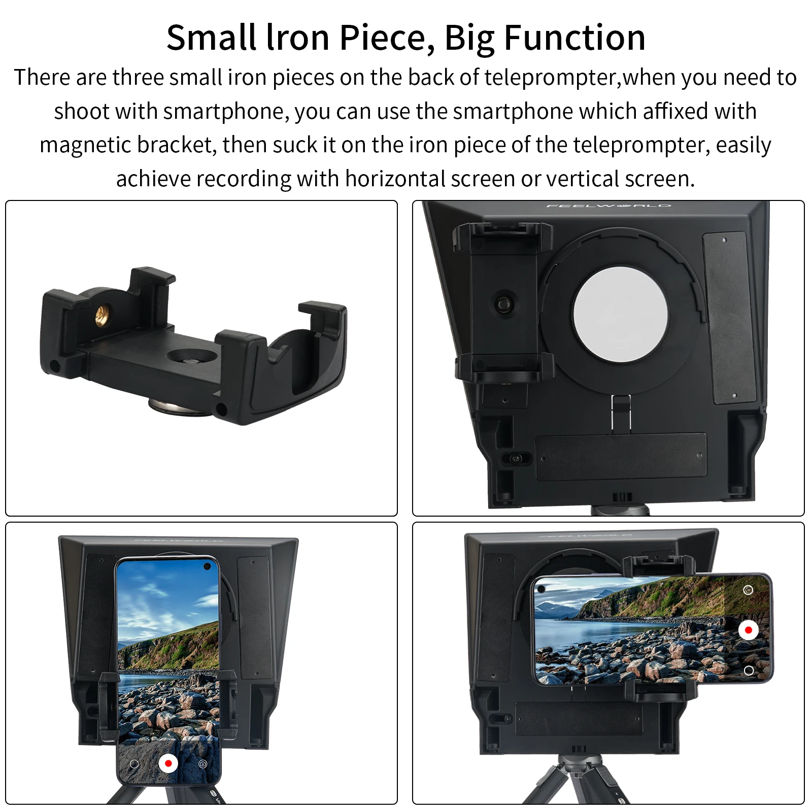 Phone Teleprompter FEELWORLD TP2 TP2A Portable 8 Inch Teleprompter Supports Under 8" DSLR Shooting Smartphone/Tablet Prompting Remote