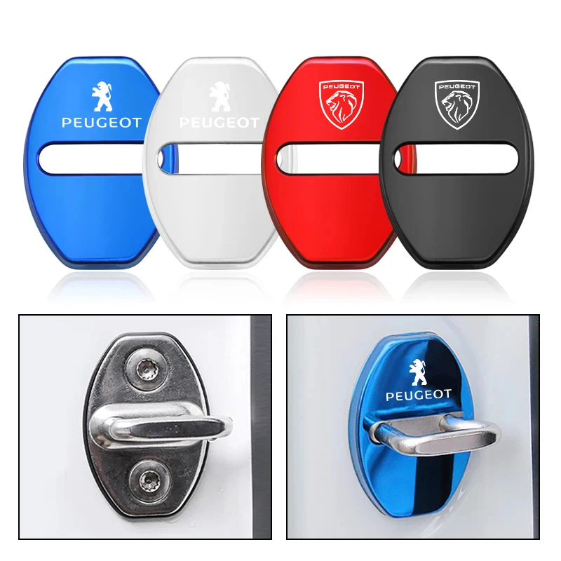 Car Styling Door Lock Cover Stainless Steel Accessories Peugeot 408 4008 308 3008 Rifter 5008 508 2008 208 301 RCZ 4PCS car door handle stickers