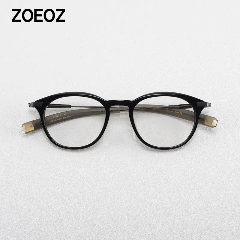 

vintage Black Acetate round full Frame Glasses myopia glasses women eye glasses frames for men Titanium Elastic Temple Design