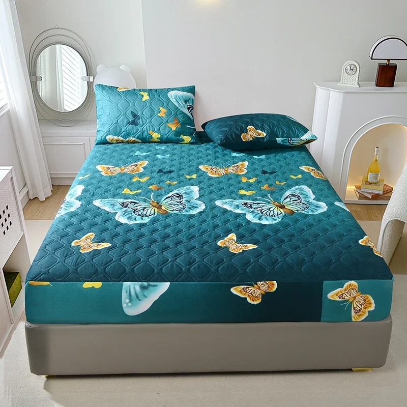 Eco-Friendly Butterfly Print Quilted Bed Mattress Cover Fitted Sheet - Cozy, Whimsical Touch for Your Bedroom Retreat 4