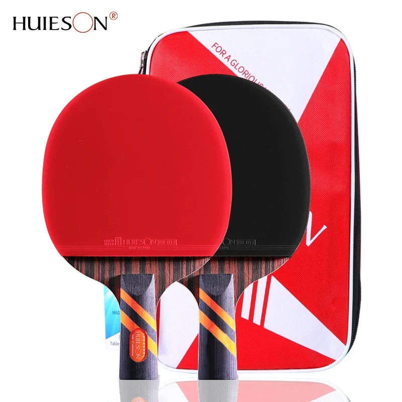 

Huieson M6/M7/M8 Table Tennis Racket Set Pips-in Semi-Sticky Rubber 7 Plys Pure Wood Carbon Blade Ping Pong Paddle for Training