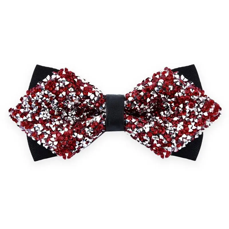 1 Piece Men's Glitter Rhinestone Bow Tie Shiny Full Rhinestone Bow Banquet Party Wedding Stage Event Gold Silver