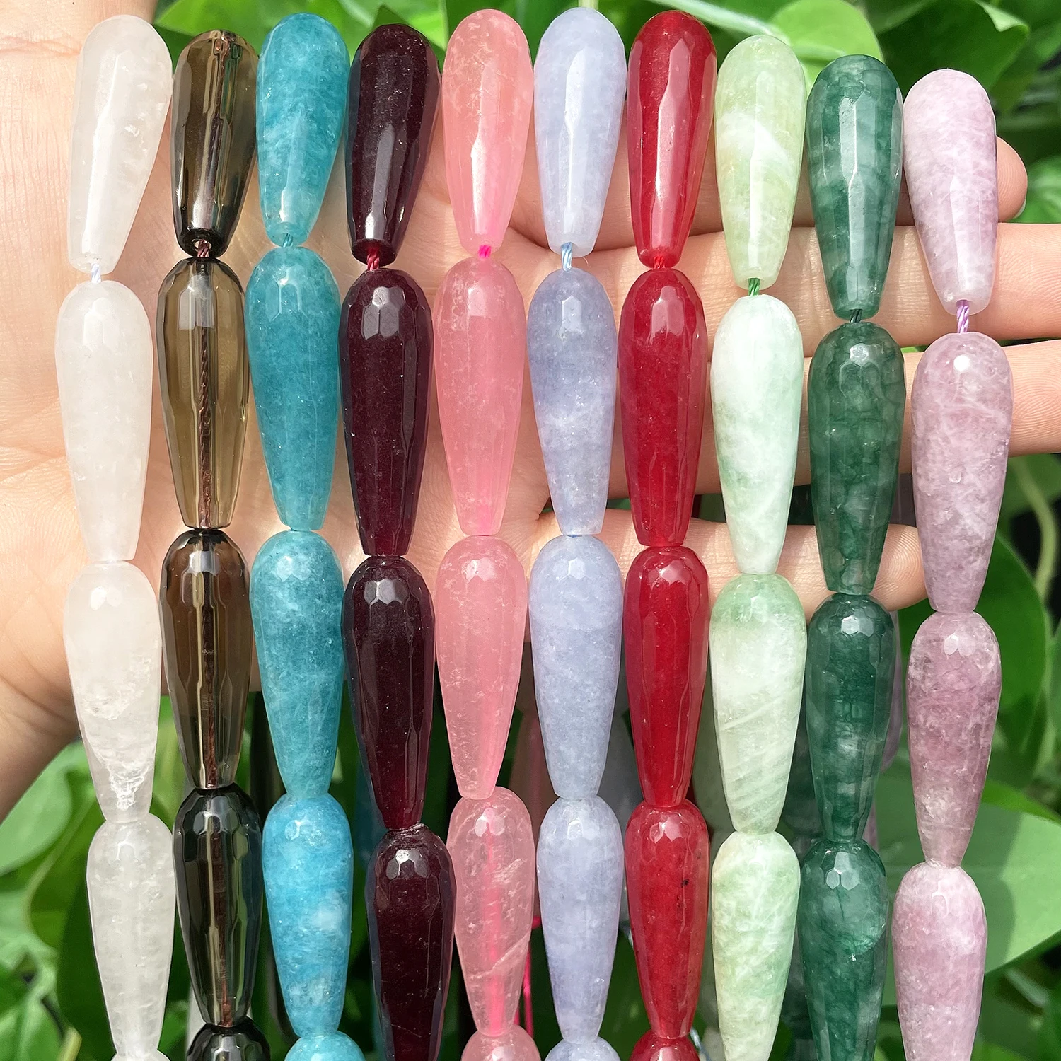 10x30mm Facettierte Wassertropfenform Stein Natürlicher Rauchquarz Angelite Granat Achate Lose Perlen für Schmuckherstellung DIY Armband – Detail 5