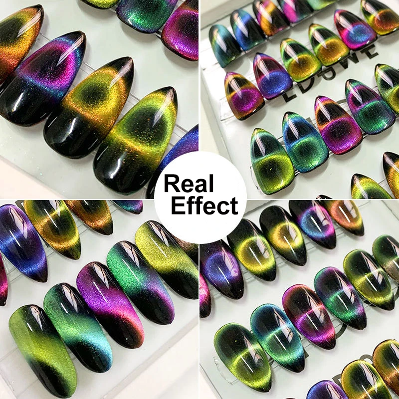 9D 고양이 눈 자기 네일 반짝이 안료 파우더 매직 미러 효과 강력한 자석 매니큐어 장식 먼지 네일 젤 메이트