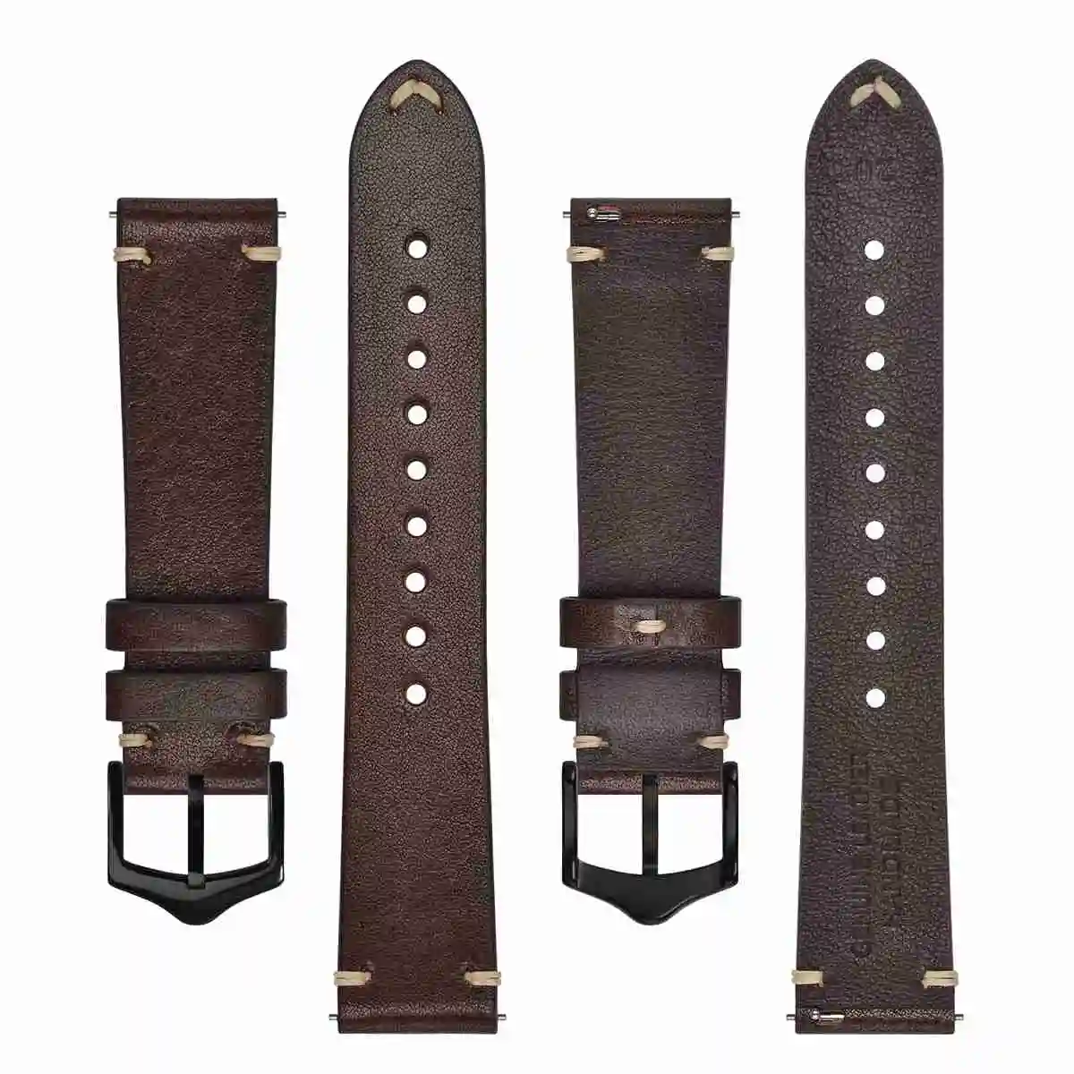 BISONSTRAP Crazy Horse Leather Watch Bands - Black, Green, Brown - 18mm, 20mm, 22mm
