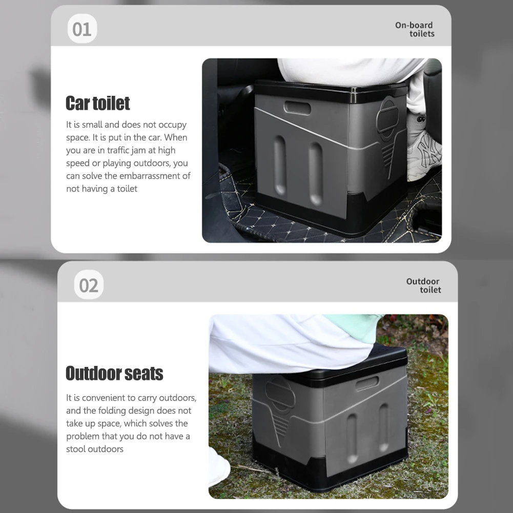 Movable Toilet Portable Multifunction Bedpan Strong Bearing Capacity Reusable Trash Can Self-driving Travel Supplies 5