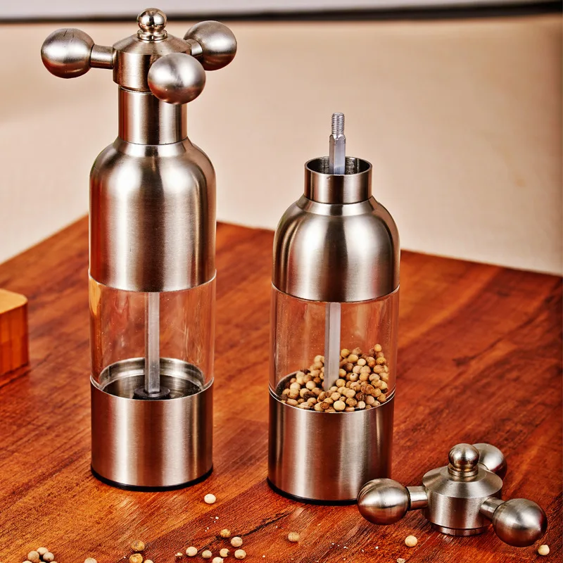 304 Stainless Steel Manual Pepper Grinder Faucet Shape Black Pepper Mill Seasoning Bottle Food Safe Ceramic Burr Salt Grinder