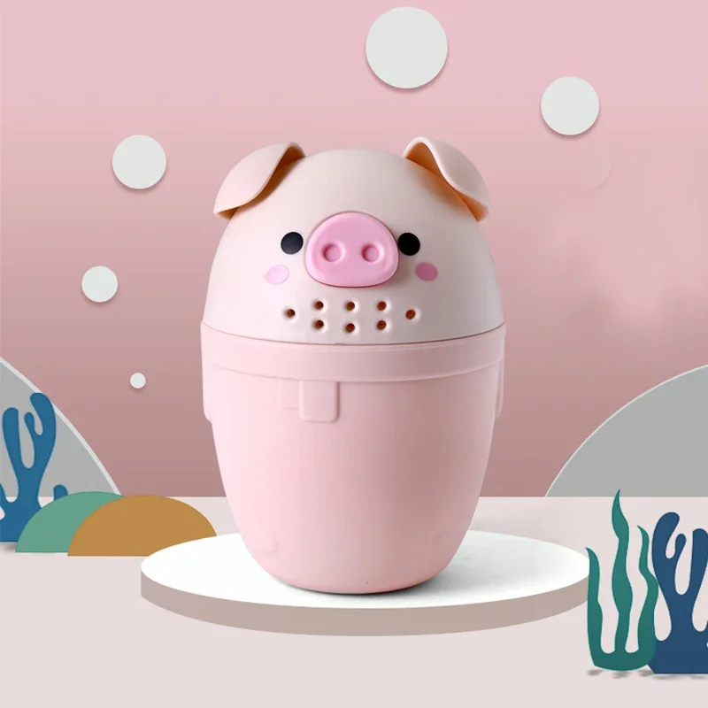 Baby Shampoo Rinse Cup Baby Piggy Cartoon Bath Rinser Pail Wash Hair Wash Out Shampoo Protecting Infant Eyes