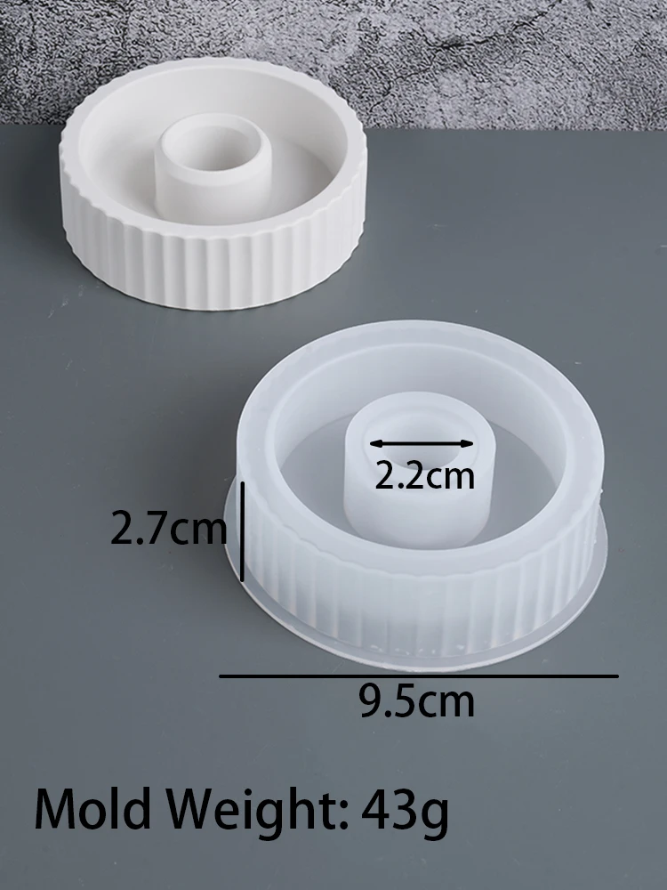 حامل شموع مستدير خرساني قالب من السيليكون مخطط لام...