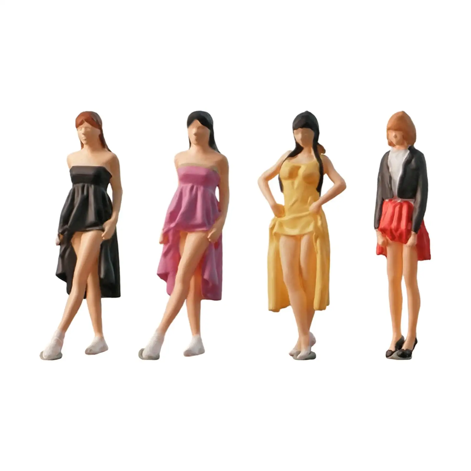 

1/64 Diorama Figure Resin Character Women with Dress for Model Building Kits