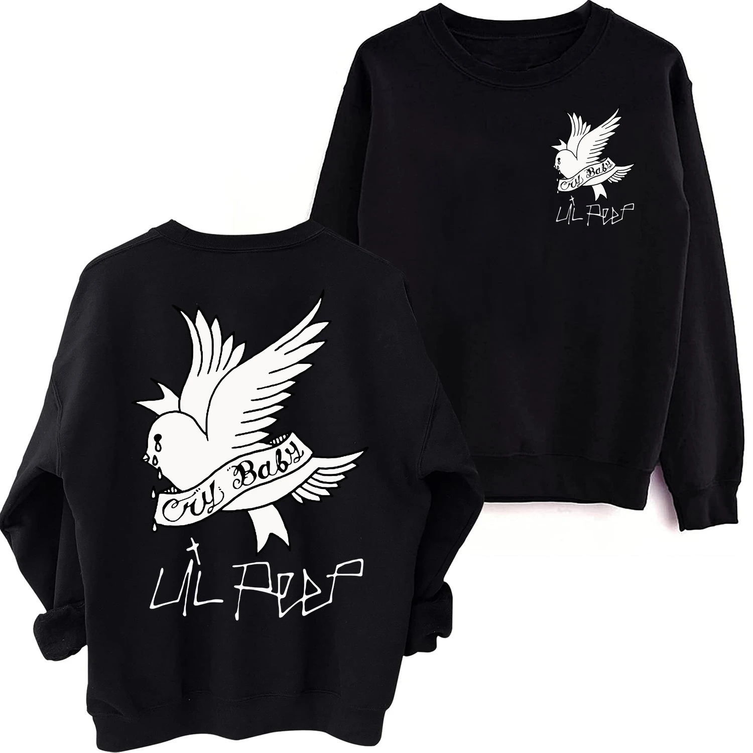 

Lil Peep Cry Baby Sweatshirt Harajuku Hip Hop Round Neck Long Sleeve Oversized Hoodie Fans Gift