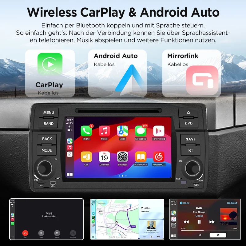 Radio para coche Junsun de 7 pulgadas con sistema Android para BMW E46 M3 318 320 325 330 335 1998-2006, inalámbrico para Apple CarPlay, pantalla IPS, reproductor multimedia estéreo, sistema inteligente para automóvil, 2 Din, autoradio, unidad principal, BT, 4G, WIFI, 8 núcleos, FM, AM, DSP, RDS, SWC, DAB+ 3