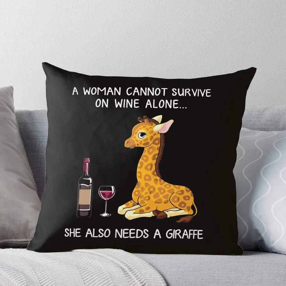 

Funny Giraffe and wine Throw Pillow Cushions For Decorative Sofa Custom Cushion