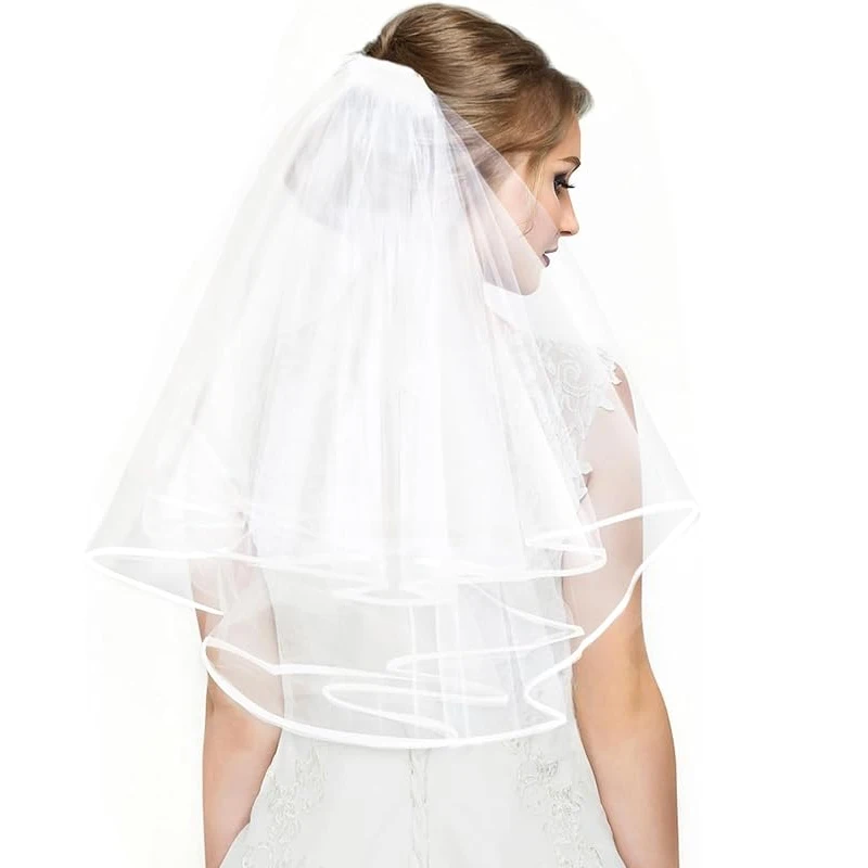 Velo da sposa Velo da sposa 2 livelli Bordo del nastro Fascia per capelli Addio al nubilato Decorazioni regalo per addio al nubilato Accessori per capelli - immagine 4