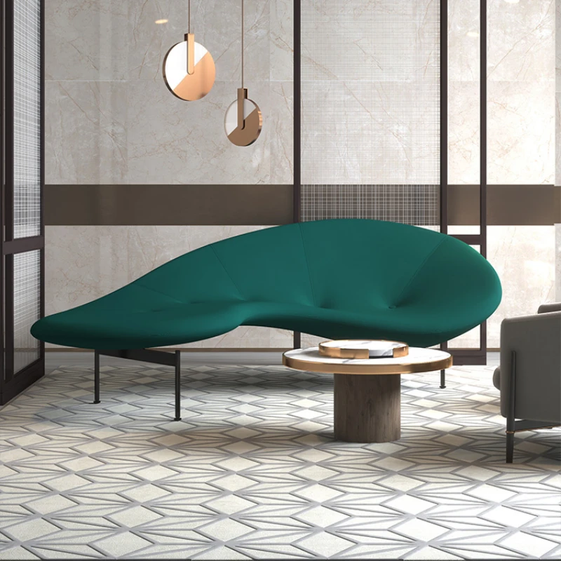 

Specially shaped fiberglass and bean-shaped creative Nordic style hotel living room, lobby, curved sofa, lounge chair